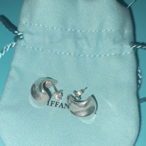 Rare & retired fall leaf Tiffany & Co Sterling Silver 925 earrings with pouch - Picture 3 of 5